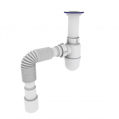 Сифон OPTIMUM 1 1/2″*40 з литим випуском та гофротрубою 40*40/50 OPTI-11043