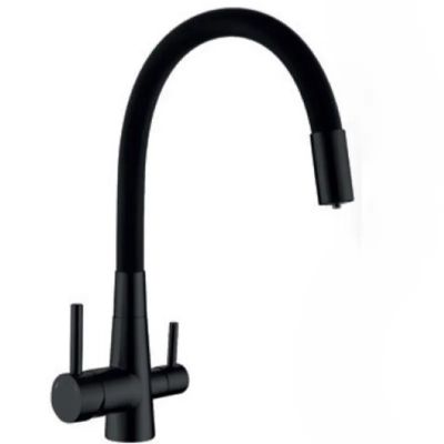 Змішувач для кухні Mixxus SUS-021 BLACK REFL.BLACK із силіконовим виливом, з виходом для питної вод