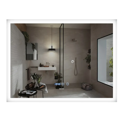 Дзеркало Mixxus FLAT MR04-100x60 з LED Touch, Anti-fog, димером, регулюванням яскравості, годиннико