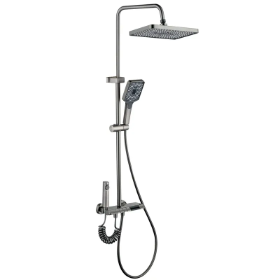 Душова колона зі змішувачем Mixxus Premium RIVIERA 009-J GRAPHITE з кнопкою перемикання, 4 режими (