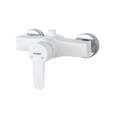 Змішувач для душа PLAMIX MARIO-003 SET WHITE (зі шлангом, лійкою та кронштейном) (MX1894)