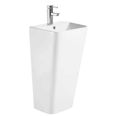 Раковина моноблок Mixxus STYLE-1101 з отвором під змішувач та переливом 440х380х830mm (MI6696)