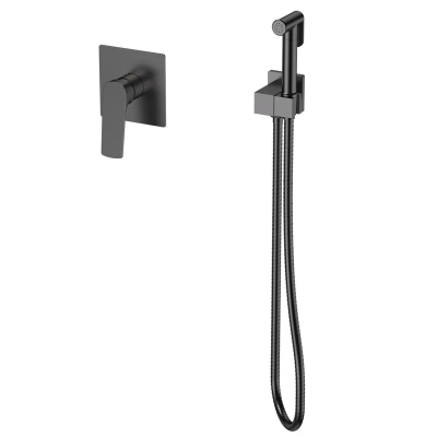 Змішувач для гігієнічного душу Mixxus Premium MONE 002 INNER Graphite вбудований з лійкою (MI6784)
