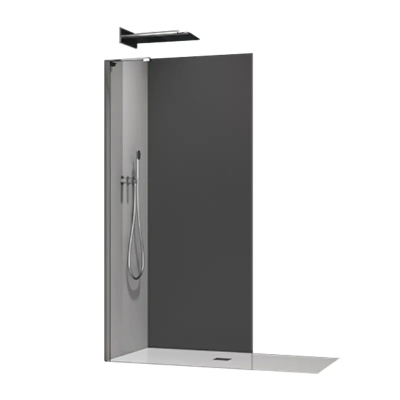 Душова перегородка Koer SR SP02-100x200-TR-07 Walk-In прозоре скло Easy Clean 8мм, графіт (KR5397)