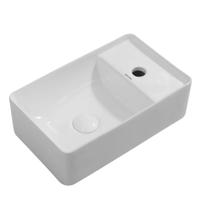Раковина підвісна Mixxus Premium QUADRO-1201-L 430х265х135mm з отвором під змішувач та переливом (M