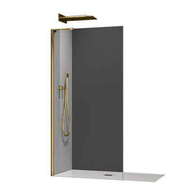 Душова перегородка Koer SR SP02-100x200-TR-12 Walk-In проз.скло Easy Clean 8мм, матове золото (KR53